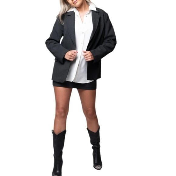 Anthropologie Moon River Gray Striped Blazer Small Retails $168 - Picture 9 of 9